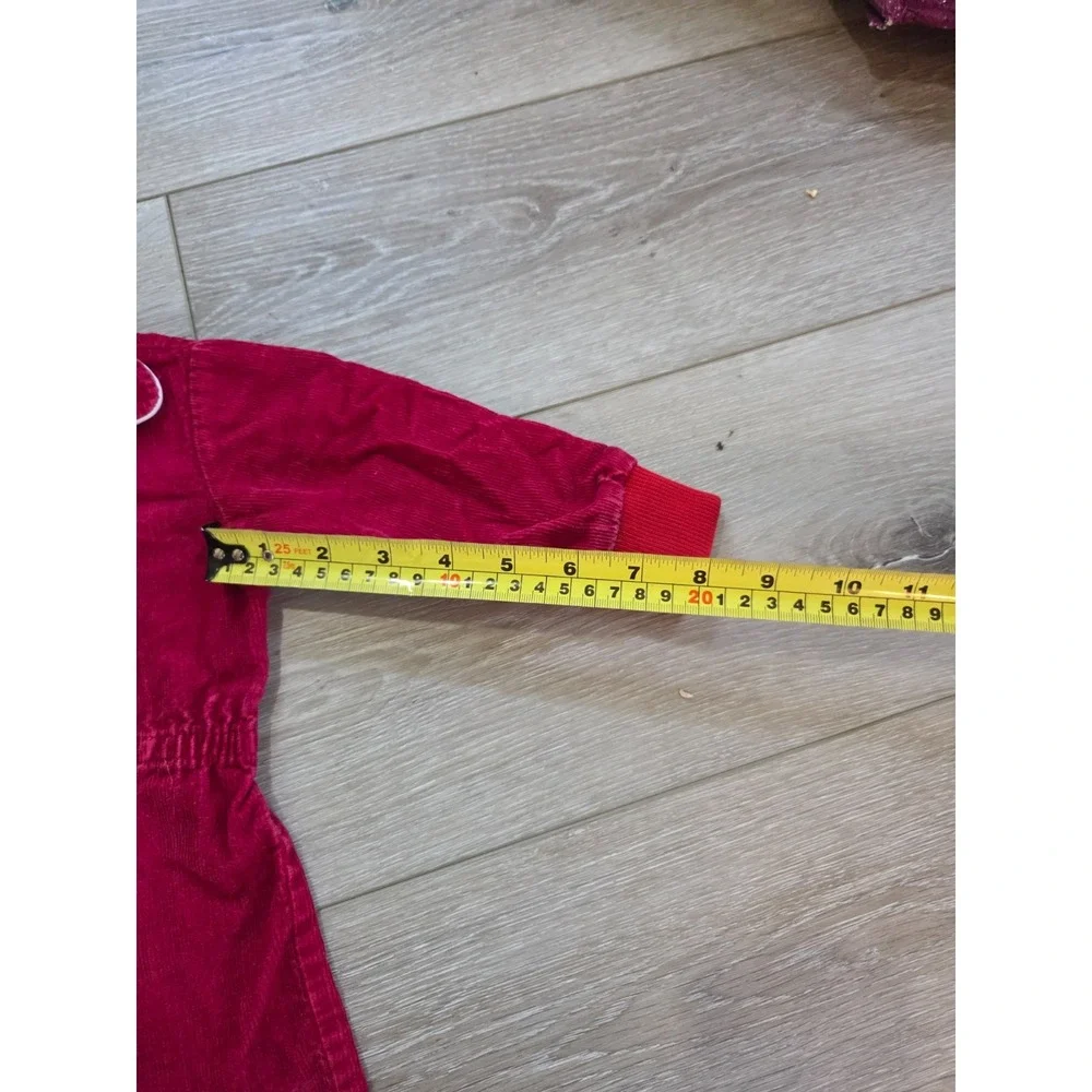 Vintage 70s Montgomery Ward Baby Corduroy Romper Body Suit Red Zipper Toddler 2T